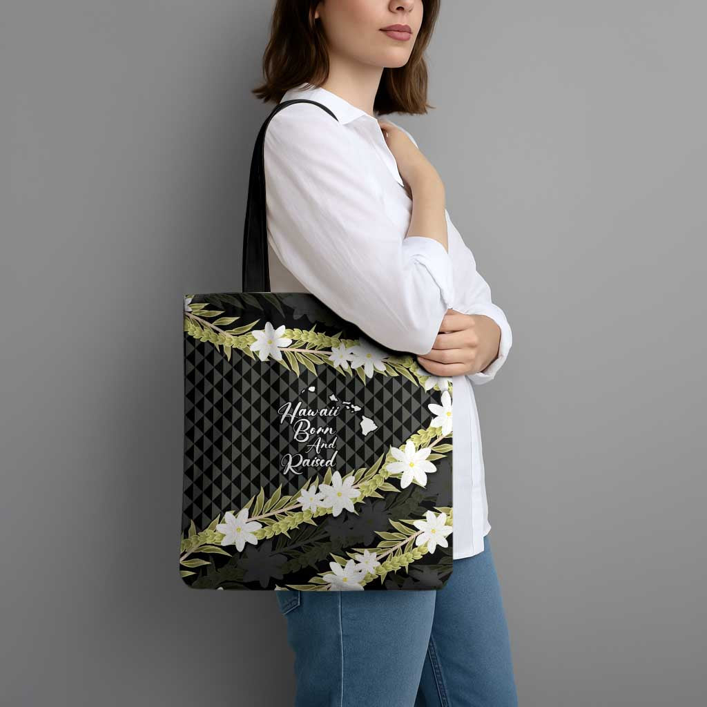 Born And Raised Aloha Hawaii Tote Bag Kanaka Kakau Hawaiian Tiare Pakalana Lei LT14 - Polynesian Pride
