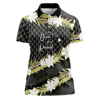 Born And Raised Aloha Hawaii Women Polo Shirt Kanaka Kakau Hawaiian Tiare Pakalana Lei - Polynesian Pride