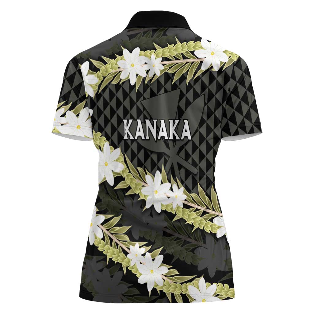 Born And Raised Aloha Hawaii Women Polo Shirt Kanaka Kakau Hawaiian Tiare Pakalana Lei - Polynesian Pride