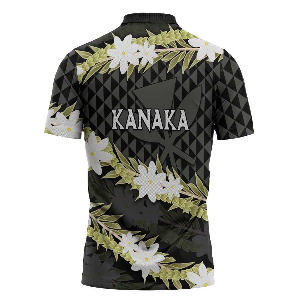 Born And Raised Aloha Hawaii Zipper Polo Shirt Kanaka Kakau Hawaiian Tiare Pakalana Lei - Polynesian Pride