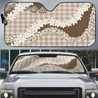 Brown Hawaii Tiare and Shell Lei Auto Sun Shade Hawaiian Palaka Luxury Vibes LT14 Brown - Polynesian Pride