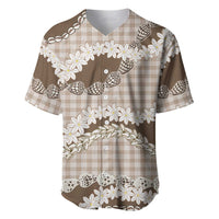 Brown Hawaii Tiare and Shell Lei Baseball Jersey Hawaiian Palaka Luxury Vibes LT14 Brown - Polynesian Pride