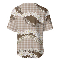 Brown Hawaii Tiare and Shell Lei Baseball Jersey Hawaiian Palaka Luxury Vibes LT14 - Polynesian Pride