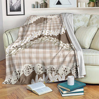 Brown Hawaii Tiare and Shell Lei Blanket Hawaiian Palaka Luxury Vibes LT14 Brown - Polynesian Pride