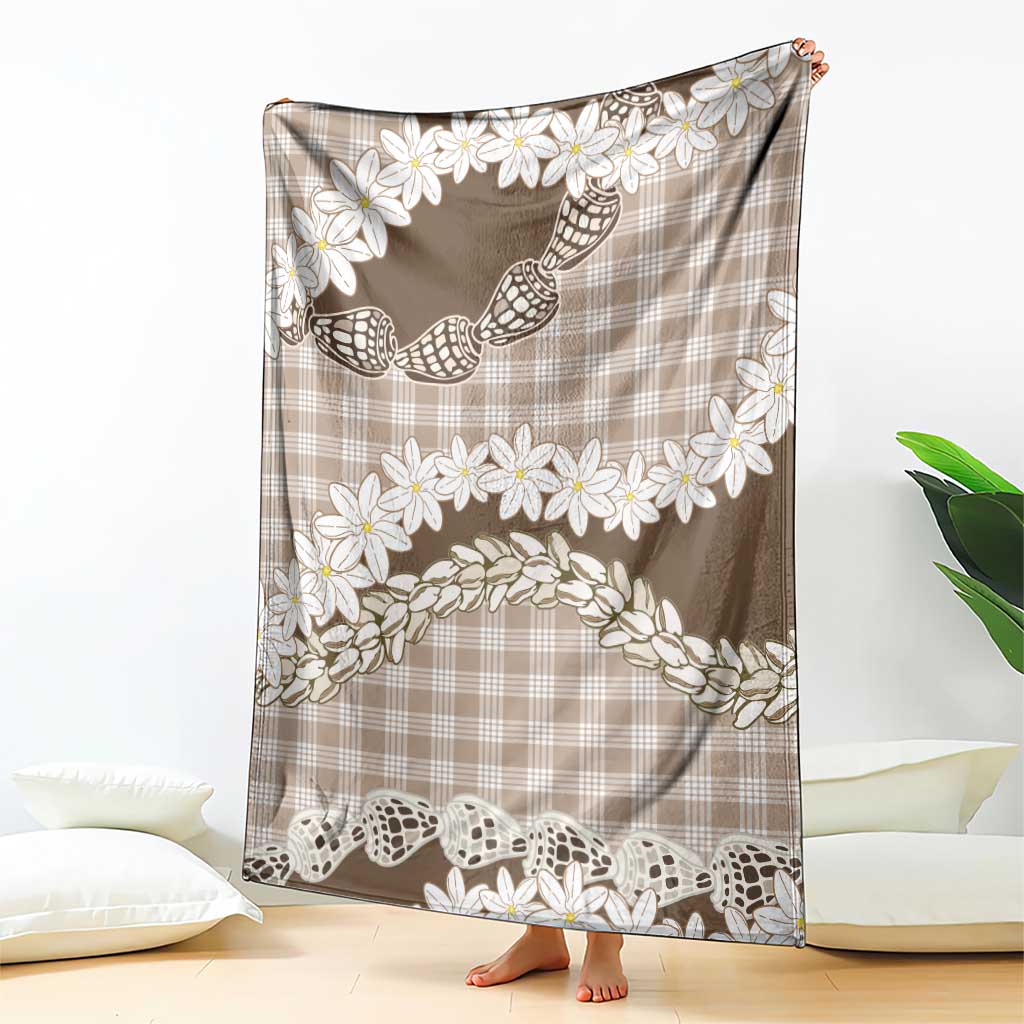 Brown Hawaii Tiare and Shell Lei Blanket Hawaiian Palaka Luxury Vibes LT14 - Polynesian Pride