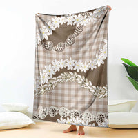 Brown Hawaii Tiare and Shell Lei Blanket Hawaiian Palaka Luxury Vibes LT14 - Polynesian Pride