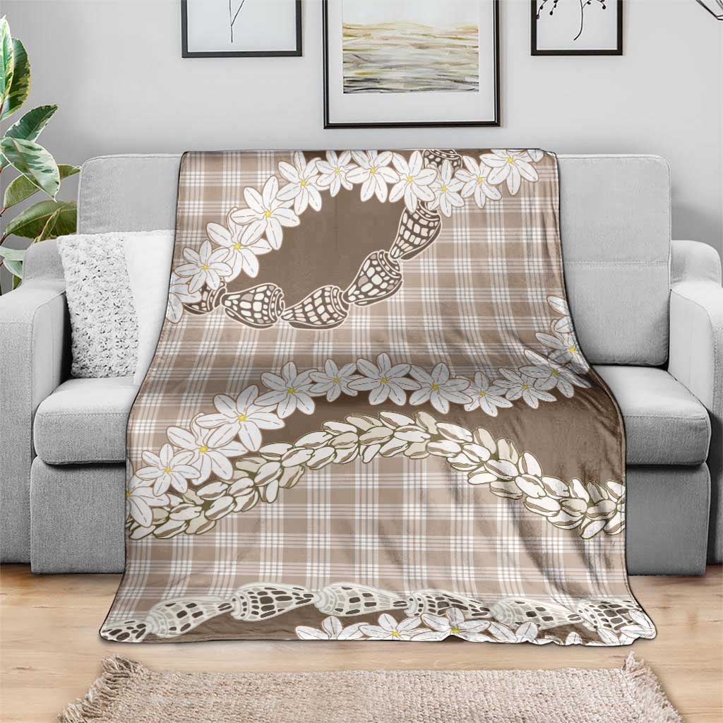 Brown Hawaii Tiare and Shell Lei Blanket Hawaiian Palaka Luxury Vibes LT14 - Polynesian Pride