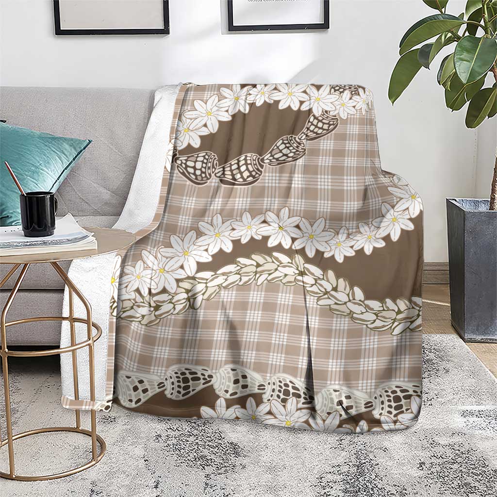 Brown Hawaii Tiare and Shell Lei Blanket Hawaiian Palaka Luxury Vibes LT14 - Polynesian Pride