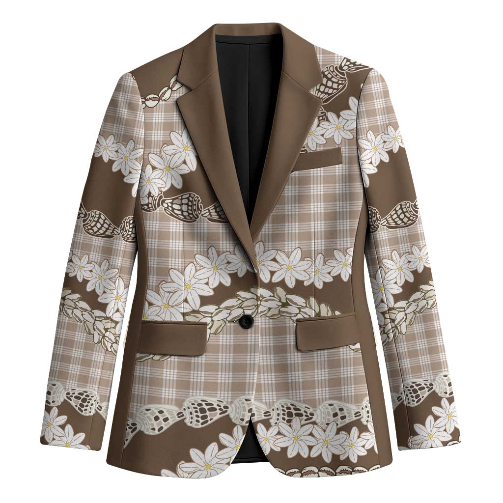 Brown Hawaii Tiare and Shell Lei Blazer Hawaiian Palaka Luxury Vibes LT14 Unisex Brown - Polynesian Pride