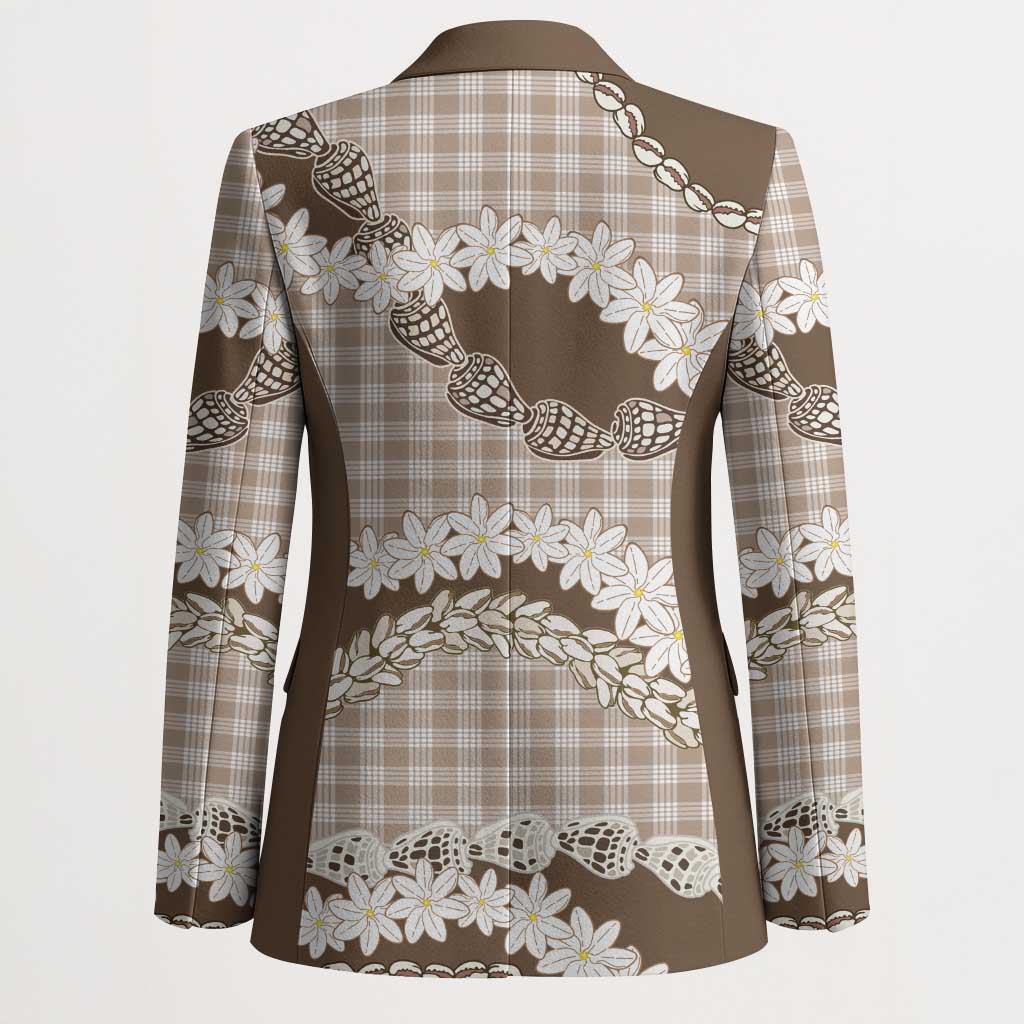 Brown Hawaii Tiare and Shell Lei Blazer Hawaiian Palaka Luxury Vibes LT14 - Polynesian Pride