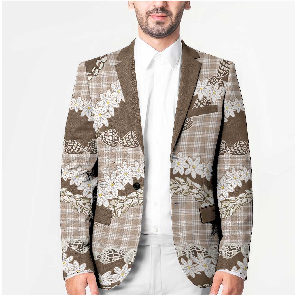 Brown Hawaii Tiare and Shell Lei Blazer Hawaiian Palaka Luxury Vibes LT14 - Polynesian Pride