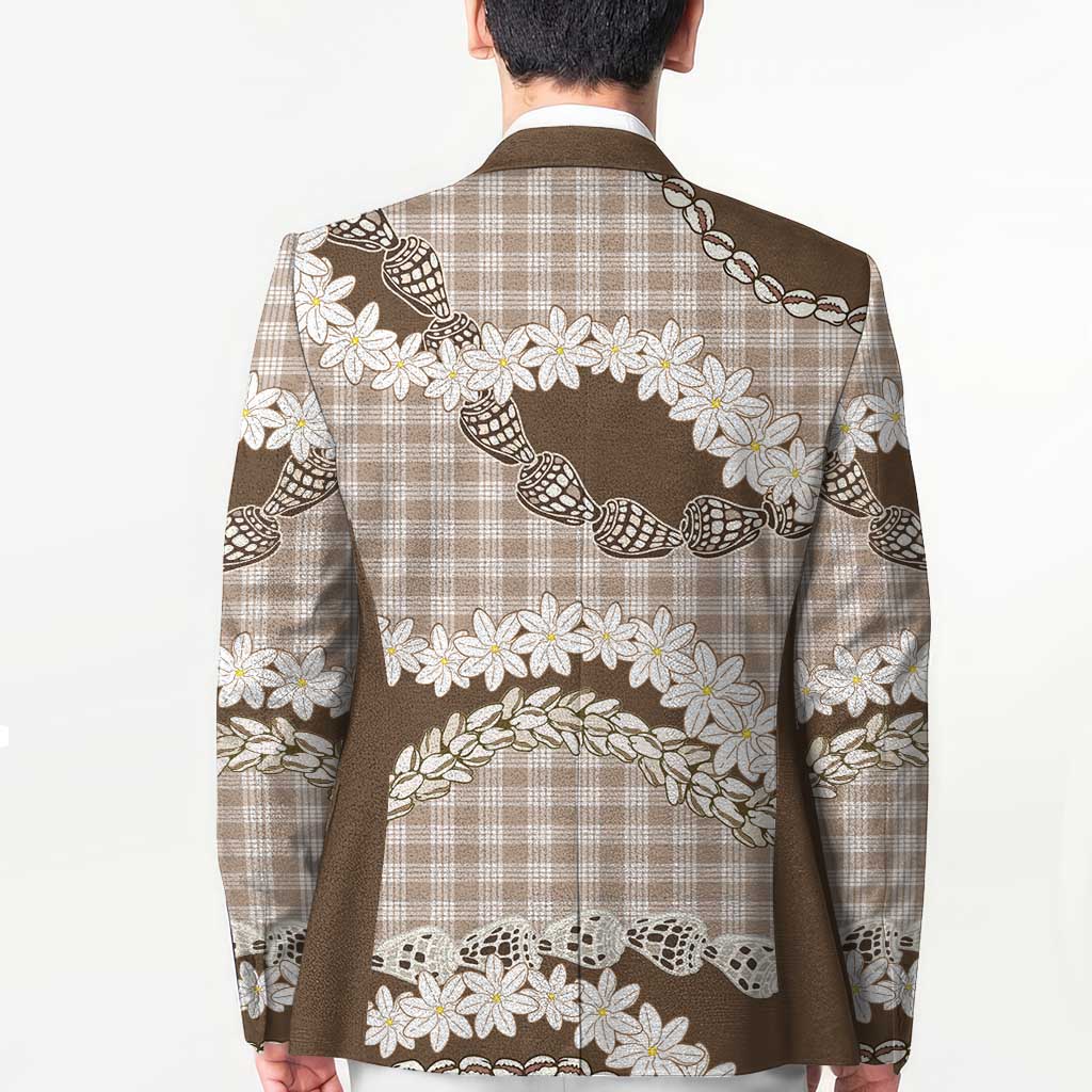 Brown Hawaii Tiare and Shell Lei Blazer Hawaiian Palaka Luxury Vibes LT14 - Polynesian Pride