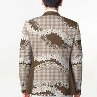 Brown Hawaii Tiare and Shell Lei Blazer Hawaiian Palaka Luxury Vibes LT14 - Polynesian Pride