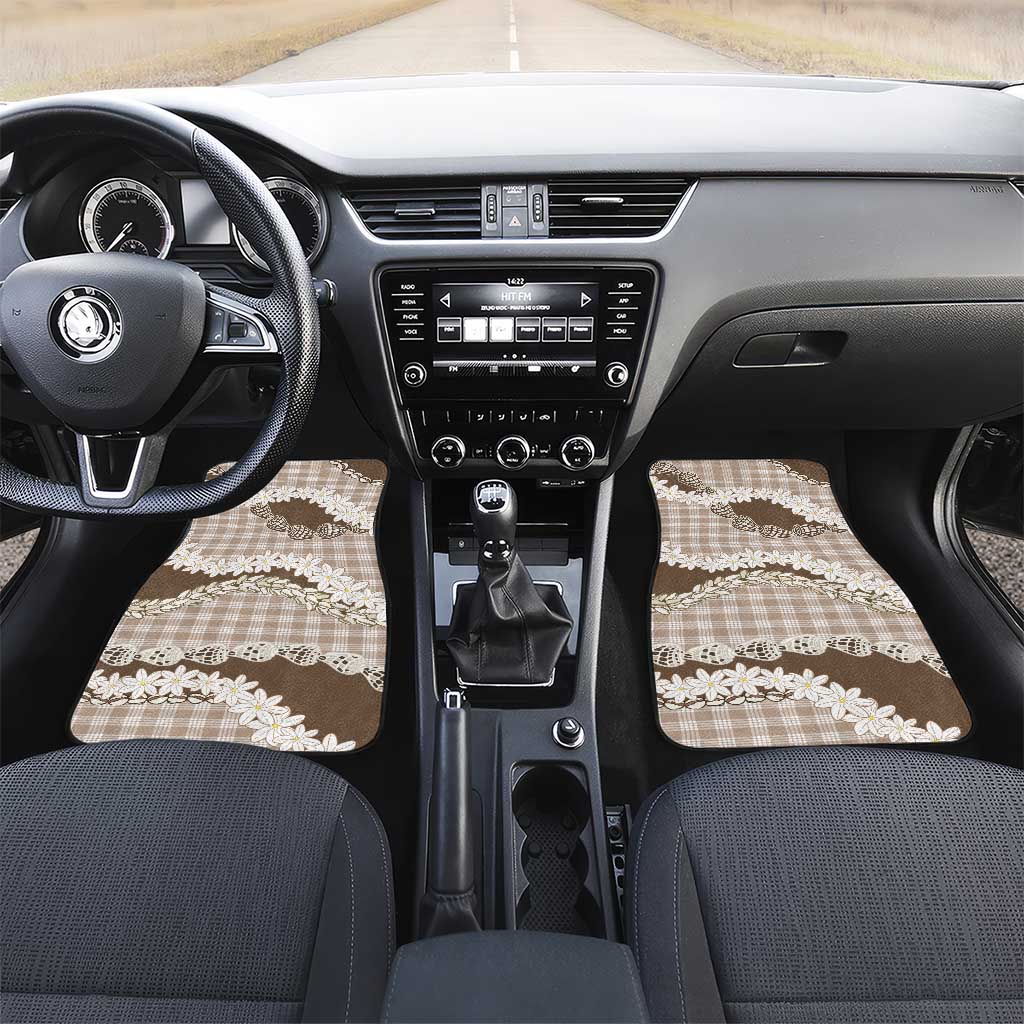 Brown Hawaii Tiare and Shell Lei Car Mats Hawaiian Palaka Luxury Vibes - Polynesian Pride
