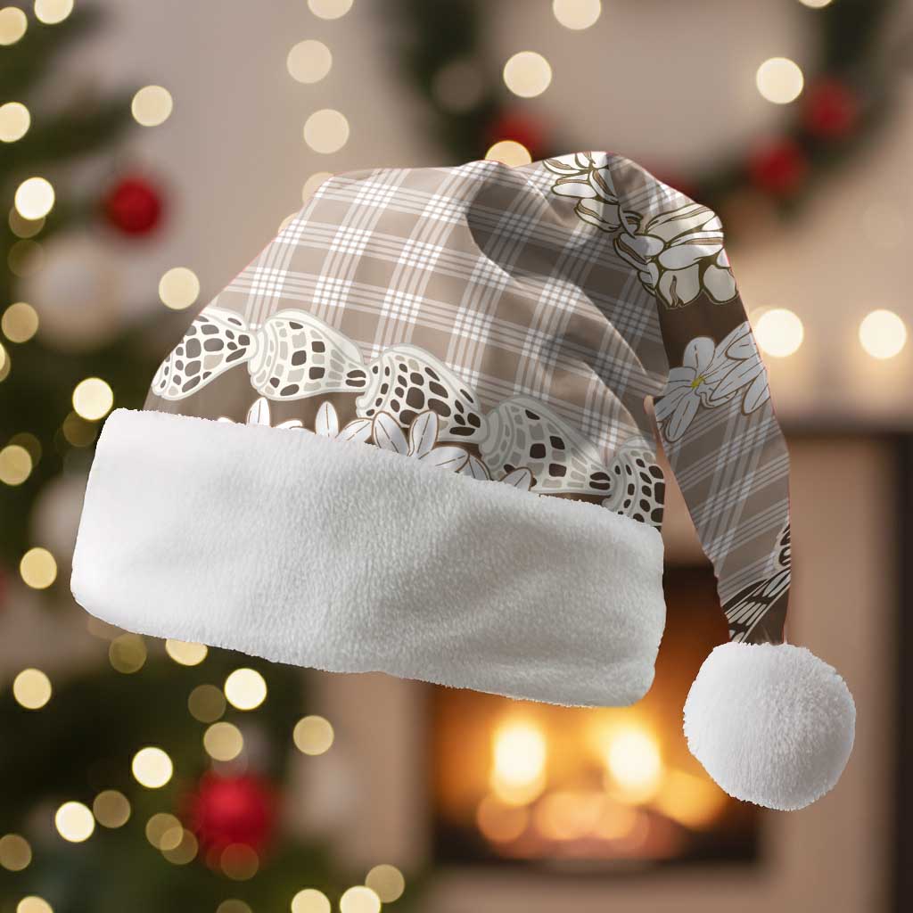 Brown Hawaii Tiare and Shell Lei Christmas Santa Hat Hawaiian Palaka Luxury Vibes - Polynesian Pride