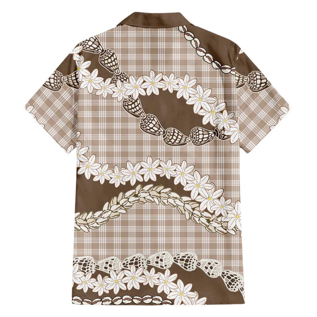 Brown Hawaii Tiare and Shell Lei Family Matching Off Shoulder Maxi Dress and Hawaiian Shirt Hawaiian Palaka Luxury Vibes - Polynesian Pride