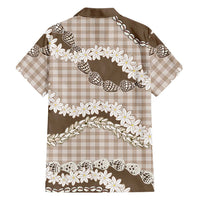 Brown Hawaii Tiare and Shell Lei Family Matching Off Shoulder Maxi Dress and Hawaiian Shirt Hawaiian Palaka Luxury Vibes - Polynesian Pride