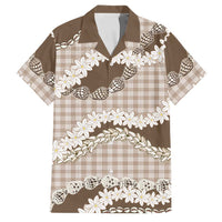 Brown Hawaii Tiare and Shell Lei Family Matching Puletasi and Hawaiian Shirt Hawaiian Palaka Luxury Vibes - Polynesian Pride