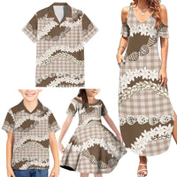 Brown Hawaii Tiare and Shell Lei Family Matching Summer Maxi Dress and Hawaiian Shirt Hawaiian Palaka Luxury Vibes - Polynesian Pride