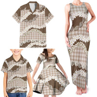 Brown Hawaii Tiare and Shell Lei Family Matching Tank Maxi Dress and Hawaiian Shirt Hawaiian Palaka Luxury Vibes - Polynesian Pride
