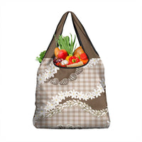 Brown Hawaii Tiare and Shell Lei Grocery Bag Hawaiian Palaka Luxury Vibes LT14 1-pack One Size Brown - Polynesian Pride