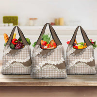 Brown Hawaii Tiare and Shell Lei Grocery Bag Hawaiian Palaka Luxury Vibes LT14 3-pack One Size Brown - Polynesian Pride