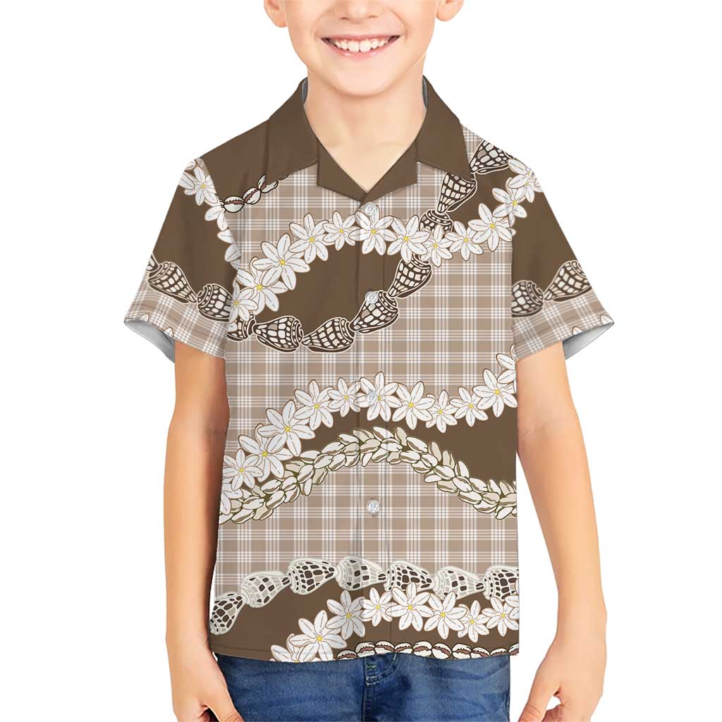 Brown Hawaii Tiare and Shell Lei Hawaiian Shirt Hawaiian Palaka Luxury Vibes - Polynesian Pride