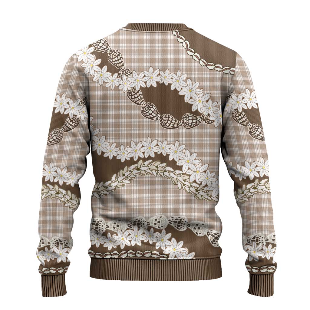 Brown Hawaii Tiare and Shell Lei Ugly Christmas Sweater Hawaiian Palaka Luxury Vibes LT14 - Polynesian Pride