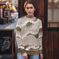 Brown Hawaii Tiare and Shell Lei Ugly Christmas Sweater Hawaiian Palaka Luxury Vibes LT14 - Polynesian Pride