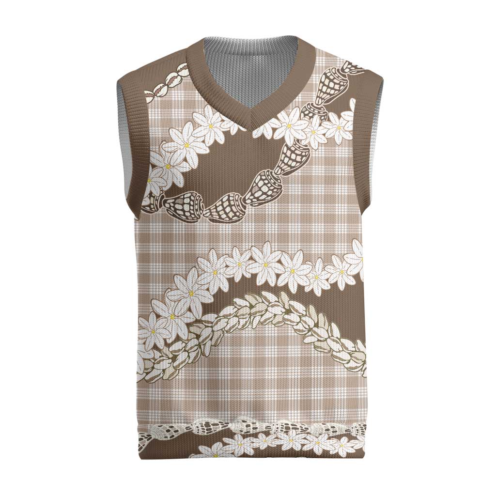 Brown Hawaii Tiare and Shell Lei Christmas Knitted V-Neck Vest Hawaiian Palaka Luxury Vibes LT14 Brown - Polynesian Pride