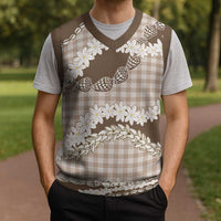 Brown Hawaii Tiare and Shell Lei Christmas Knitted V-Neck Vest Hawaiian Palaka Luxury Vibes LT14 - Polynesian Pride