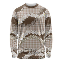 Brown Hawaii Tiare and Shell Lei Long Sleeve Shirt Hawaiian Palaka Luxury Vibes LT14 Unisex Brown - Polynesian Pride