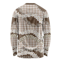 Brown Hawaii Tiare and Shell Lei Long Sleeve Shirt Hawaiian Palaka Luxury Vibes LT14 - Polynesian Pride