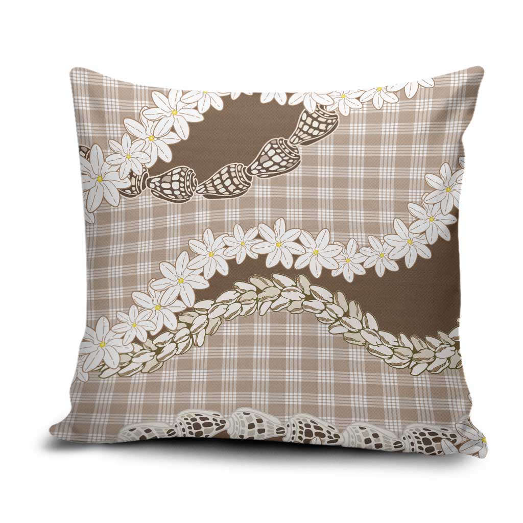 Brown Hawaii Tiare and Shell Lei Pillow Cover Hawaiian Palaka Luxury Vibes LT14 Brown - Polynesian Pride