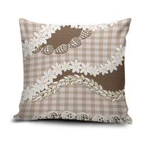 Brown Hawaii Tiare and Shell Lei Pillow Cover Hawaiian Palaka Luxury Vibes LT14 Brown - Polynesian Pride