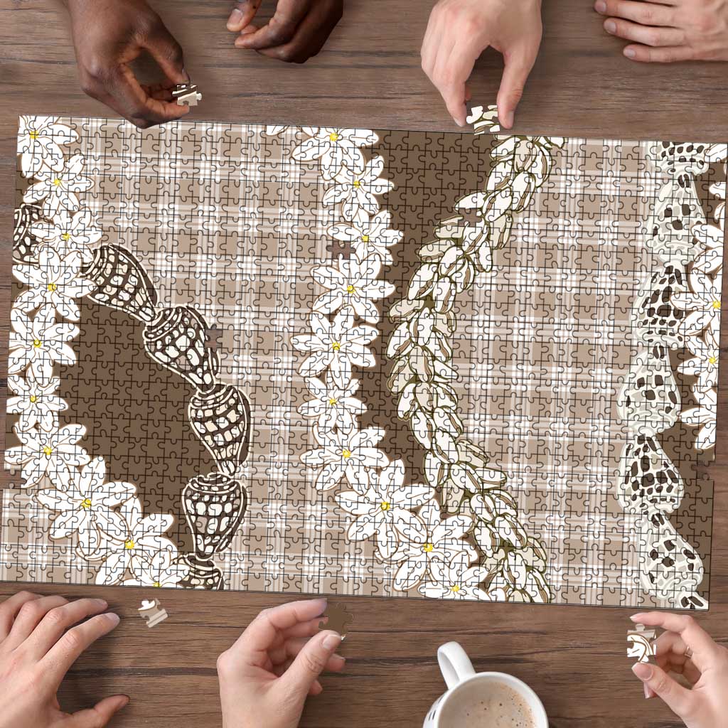 Brown Hawaii Tiare and Shell Lei Puzzle Hawaiian Palaka Luxury Vibes - Polynesian Pride