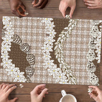 Brown Hawaii Tiare and Shell Lei Puzzle Hawaiian Palaka Luxury Vibes - Polynesian Pride