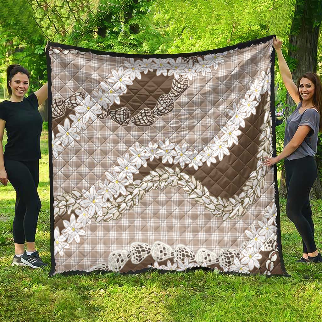 Brown Hawaii Tiare and Shell Lei Quilt Hawaiian Palaka Luxury Vibes LT14 - Polynesian Pride