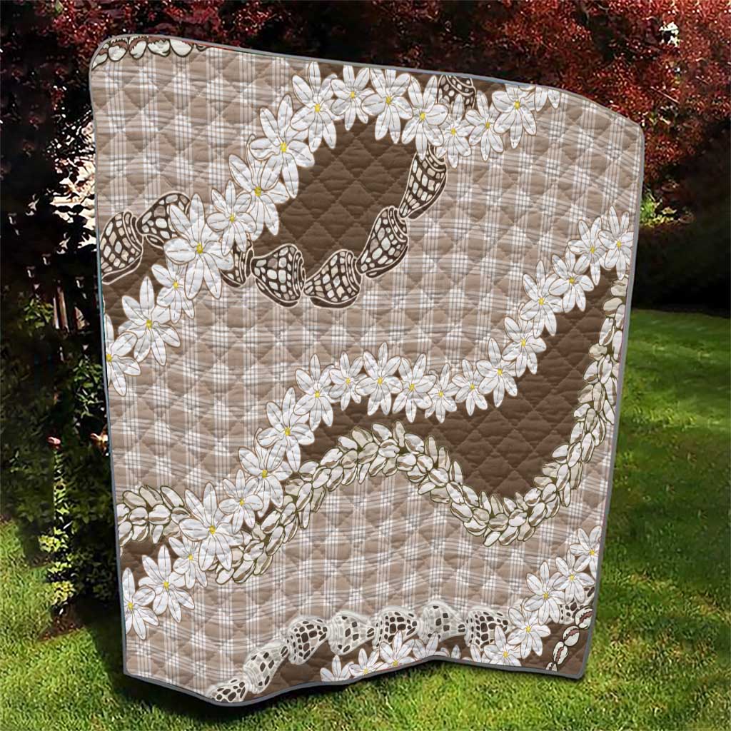 Brown Hawaii Tiare and Shell Lei Quilt Hawaiian Palaka Luxury Vibes LT14 - Polynesian Pride