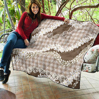 Brown Hawaii Tiare and Shell Lei Quilt Hawaiian Palaka Luxury Vibes LT14 - Polynesian Pride