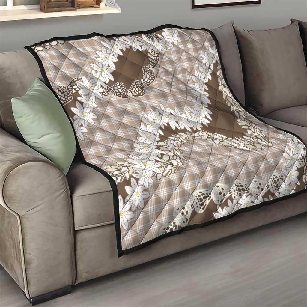 Brown Hawaii Tiare and Shell Lei Quilt Hawaiian Palaka Luxury Vibes LT14 - Polynesian Pride