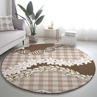 Brown Hawaii Tiare and Shell Lei Round Carpet Hawaiian Palaka Luxury Vibes LT14 - Polynesian Pride