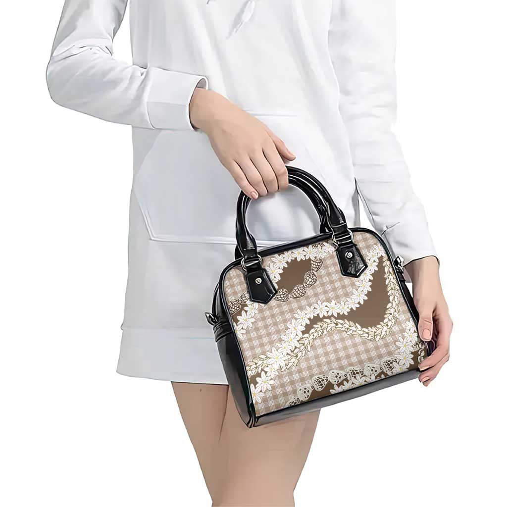 Brown Hawaii Tiare and Shell Lei Shoulder Handbag Hawaiian Palaka Luxury Vibes LT14 - Polynesian Pride