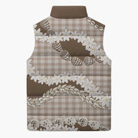 Brown Hawaii Tiare and Shell Lei Sleeveless Puffer Jacket Hawaiian Palaka Luxury Vibes - Polynesian Pride
