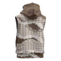 Brown Hawaii Tiare and Shell Lei Sleeveless Zip Hoodie Hawaiian Palaka Luxury Vibes LT14 - Polynesian Pride