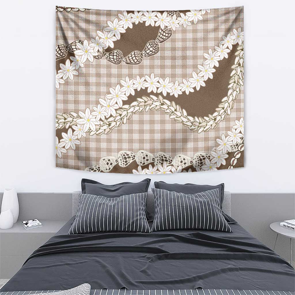 Brown Hawaii Tiare and Shell Lei Tapestry Hawaiian Palaka Luxury Vibes LT14 - Polynesian Pride