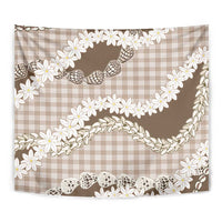 Brown Hawaii Tiare and Shell Lei Tapestry Hawaiian Palaka Luxury Vibes LT14 - Polynesian Pride