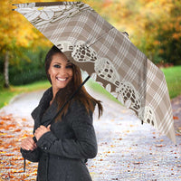 Brown Hawaii Tiare and Shell Lei Umbrella Hawaiian Palaka Luxury Vibes - Polynesian Pride