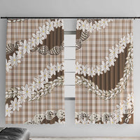 Brown Hawaii Tiare and Shell Lei Window Curtain Hawaiian Palaka Luxury Vibes LT14 With Hooks Brown - Polynesian Pride