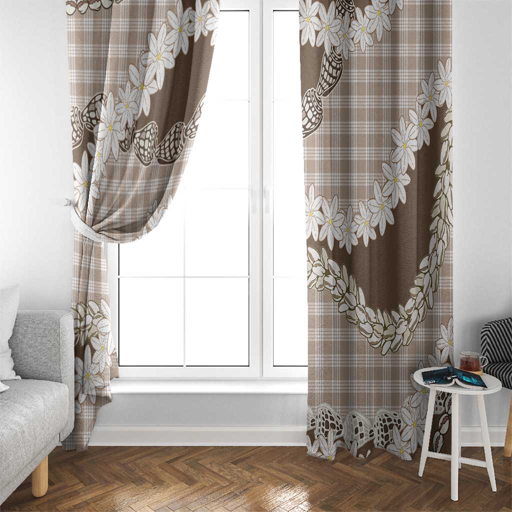 Brown Hawaii Tiare and Shell Lei Window Curtain Hawaiian Palaka Luxury Vibes LT14 - Polynesian Pride